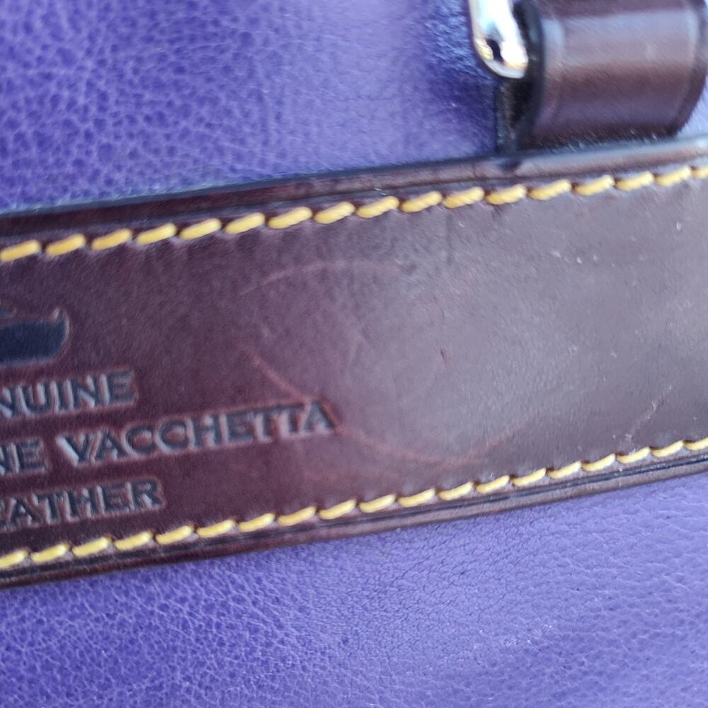 Dooney & Bourke Leather Purse Shoulder Bag, Handbag Purple w/ Dark Trim - Picture 7 of 17